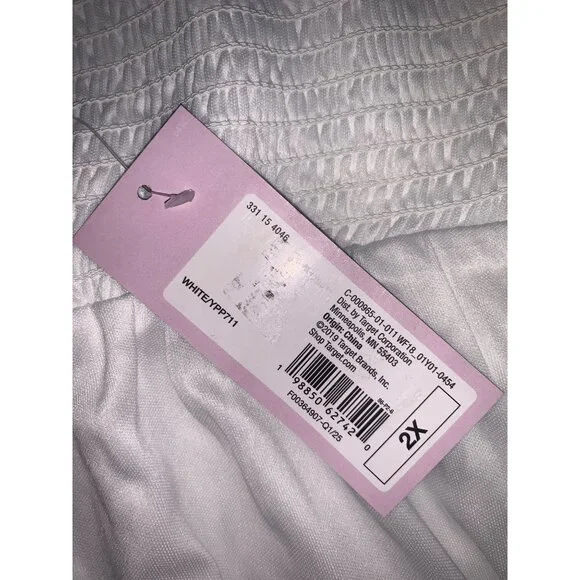 Wild Fable Womens White Embroidered Floral Slip Dress Adjustable Plus Size 2X - Picture 7 of 9